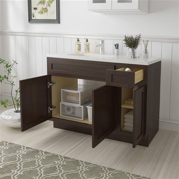 Vanity Art 45 x 21 x 32.5-in Freestanding 1-Drawer Bath Vanity Oak Cabinet without Top - Brown