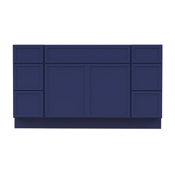 Vanity Art 57-in W x 21-in D x 32.5-in H 6-Drawer Bathroom Vanity w/o Top - Blue