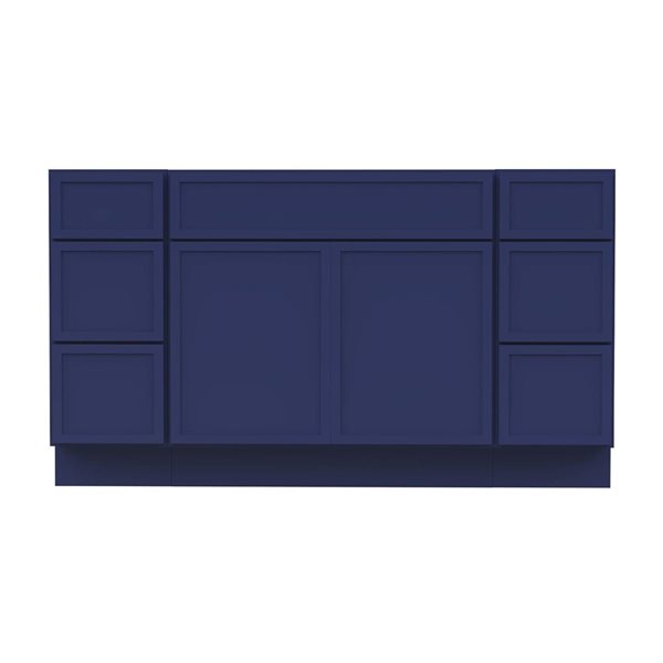 Vanity Art 57-in W x 21-in D x 32.5-in H 6-Drawer Bathroom Vanity w/o Top - Blue
