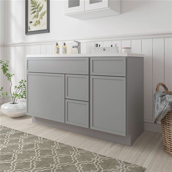 Vanity Art 51-in W x 21-in D x 32.5-in H 3-Drawer Bathroom Vanity w/o Top - Grey