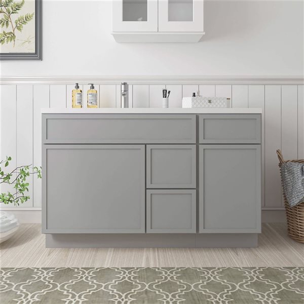 Vanity Art 51-in W x 21-in D x 32.5-in H 3-Drawer Bathroom Vanity w/o Top - Grey