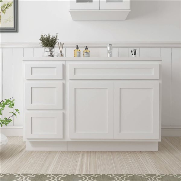 Vanity Art 45-in W x 21-in D x 32.5-in H 3-Drawer Bathroom Vanity w/o Top - White