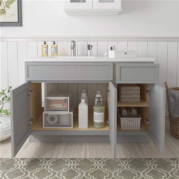 Vanity Art 48-in W x 21-in D x 32.5-in H Single Drawer Bathroom Vanity w/o Top - Grey