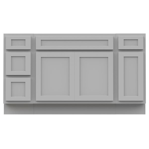 Vanity Art 57 x 21 x 32.5-in Freestanding 4-Drawer Bath Vanity Oak Cabinet without Top - Grey