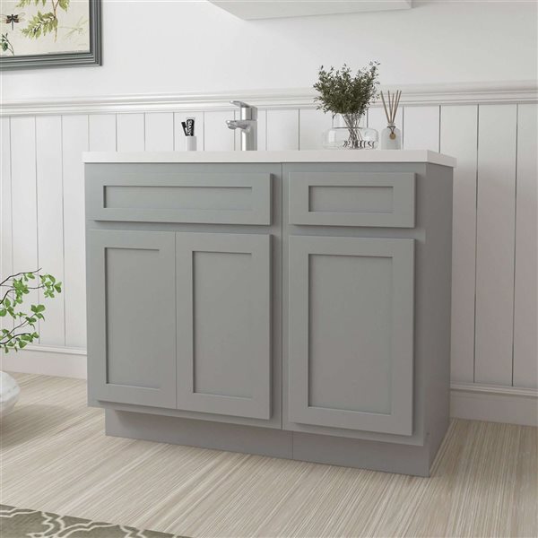 Vanity Art 39-in W x 21-in D x 32.5-in H 3-Drawer Bathroom Vanity w/o Top - Grey