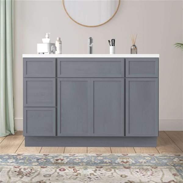 Vanity Art 48-in W x 21-in D x 32.5-in H 4-Drawer Bathroom Vanity w/o Top - Smoky Grey
