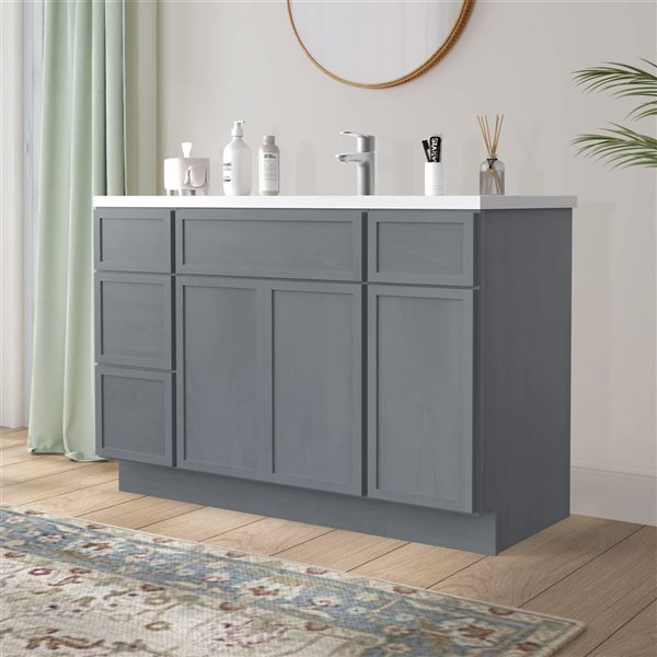 Vanity Art 48-in W x 21-in D x 32.5-in H 4-Drawer Bathroom Vanity w/o Top - Smoky Grey