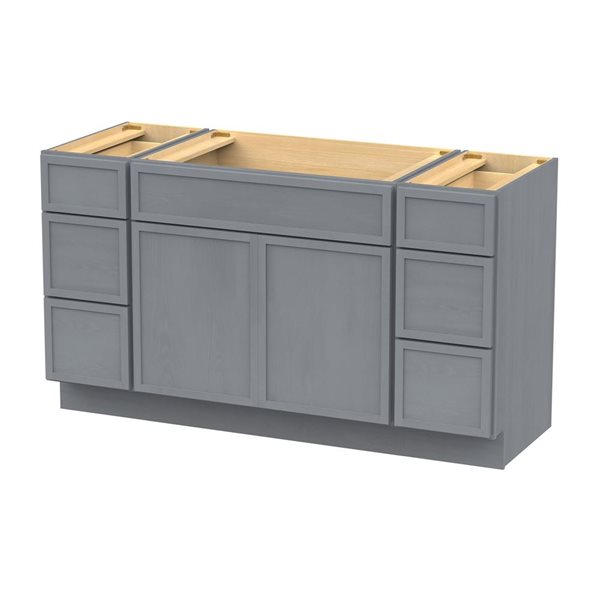 Vanity Art 57-in W x 21-in D x 32.5-in H 6-Drawer Bathroom Vanity w/o Top - Smoky Grey