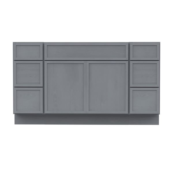Vanity Art 57-in W x 21-in D x 32.5-in H 6-Drawer Bathroom Vanity w/o Top - Smoky Grey