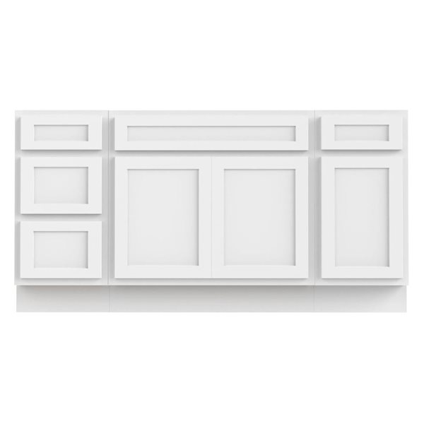 Vanity Art 66 x 21 x 32.5-in Freestanding Bath Vanity Oak Cabinet without Top - White