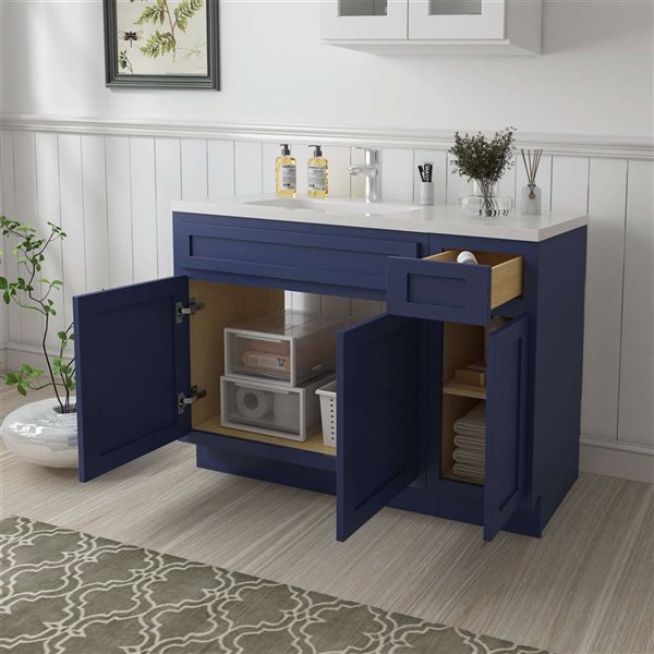 Vanity Art 48 x 21 x 32.5-in Freestanding 1-Drawer Bath Vanity Oak Cabinet without Top - Blue