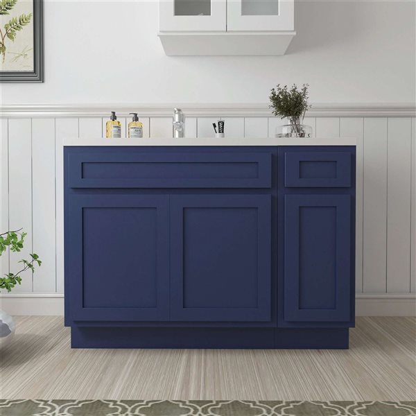 Vanity Art 48 x 21 x 32.5-in Freestanding 1-Drawer Bath Vanity Oak Cabinet without Top - Blue