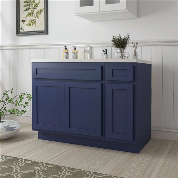 Vanity Art 48 x 21 x 32.5-in Freestanding 1-Drawer Bath Vanity Oak Cabinet without Top - Blue