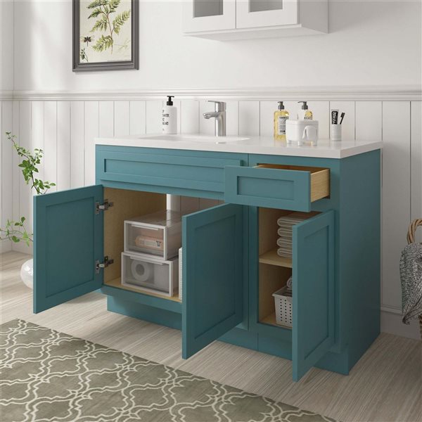 Vanity Art 51 x 21 x 32.5-in Freestanding Bath Vanity Oak Cabinet without Top - Sea Green