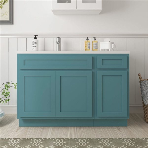 Vanity Art 51 x 21 x 32.5-in Freestanding Bath Vanity Oak Cabinet without Top - Sea Green