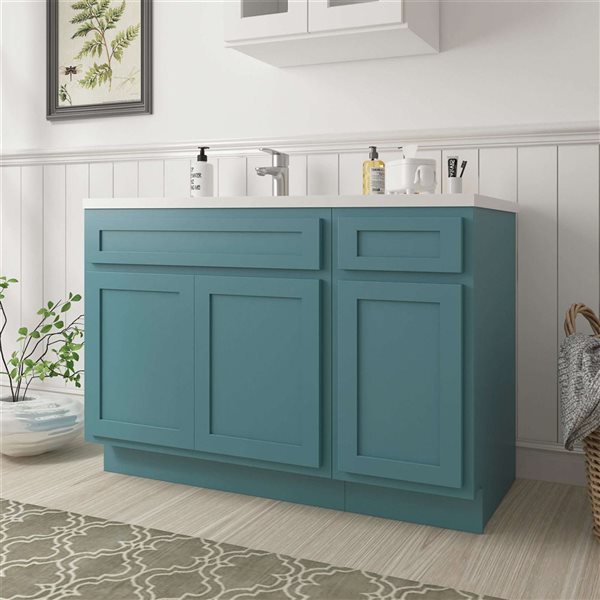 Vanity Art 51 x 21 x 32.5-in Freestanding Bath Vanity Oak Cabinet without Top - Sea Green