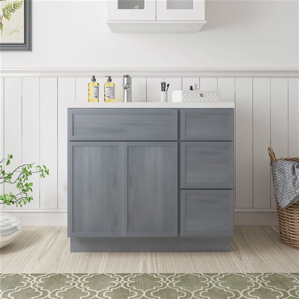 Vanity Art 36-in W x 21-in D x 32.5-in H 3-Drawer Bathroom Vanity w/o Top - Smoky Grey