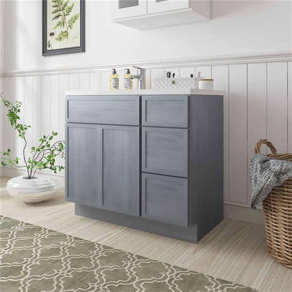Vanity Art 36-in W x 21-in D x 32.5-in H 3-Drawer Bathroom Vanity w/o Top - Smoky Grey