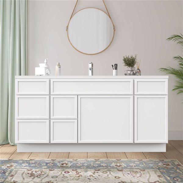Vanity Art 66-in W x 21-in D x 32.5-in H 6-Drawer Bathroom Vanity w/o Top - White