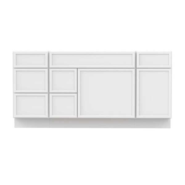 Vanity Art 66-in W x 21-in D x 32.5-in H 6-Drawer Bathroom Vanity w/o Top - White