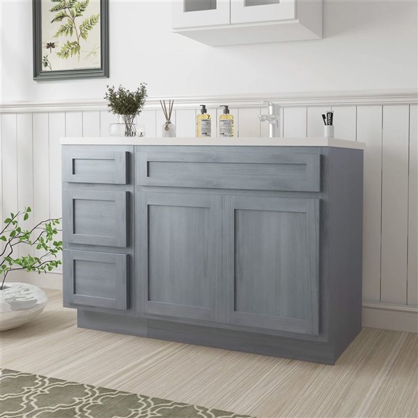 Vanity Art 54-in W x 21-in D x 32.5-in H 3-Drawer Bathroom Vanity w/o Top - Silver