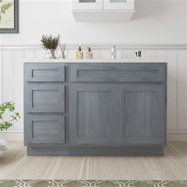 Vanity Art 54-in W x 21-in D x 32.5-in H 3-Drawer Bathroom Vanity w/o Top - Silver