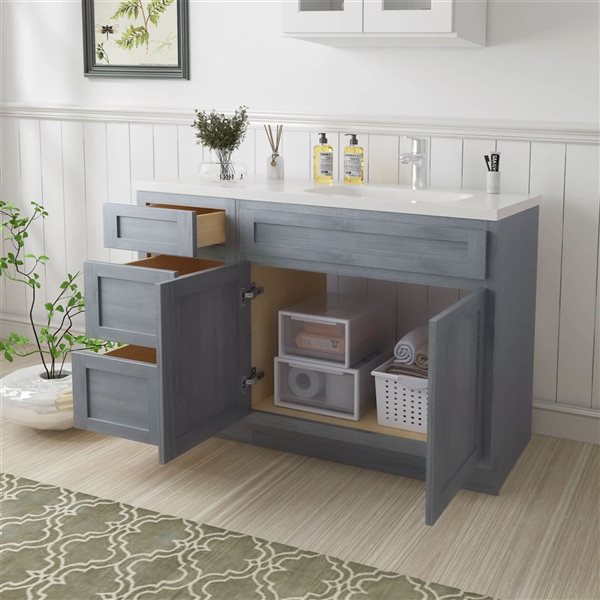 Vanity Art 54-in W x 21-in D x 32.5-in H 3-Drawer Bathroom Vanity w/o Top - Silver