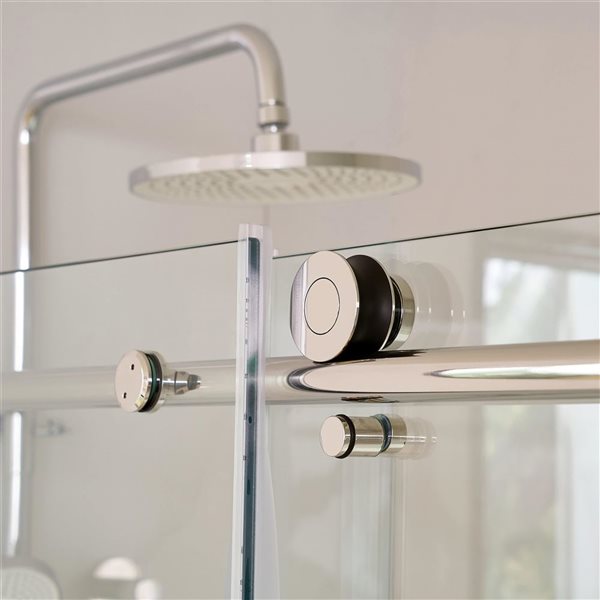 Vanity Art 56–60-in W x 76-in H Frameless Sliding Shower Door w/ 8-mm Shatterproof Clear Glass - Chrome