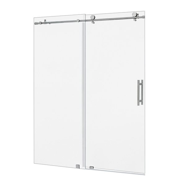 Vanity Art 56–60-in W x 76-in H Frameless Sliding Shower Door w/ 8-mm Shatterproof Clear Glass - Chrome