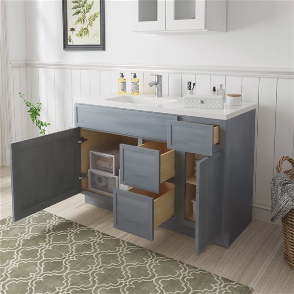 Vanity Art 48-in W x 21-in D x 32.5-in H 3-Drawer Bathroom Vanity w/o Top - Smoky Grey