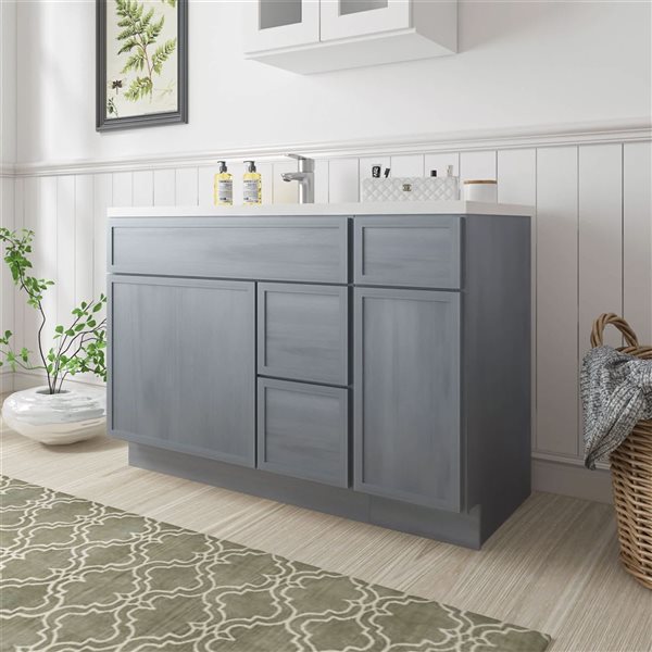 Vanity Art 48-in W x 21-in D x 32.5-in H 3-Drawer Bathroom Vanity w/o Top - Smoky Grey