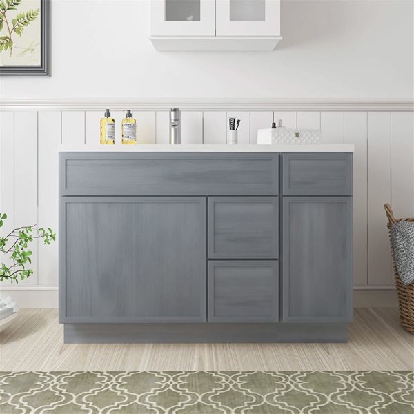 Vanity Art 48-in W x 21-in D x 32.5-in H 3-Drawer Bathroom Vanity w/o Top - Smoky Grey