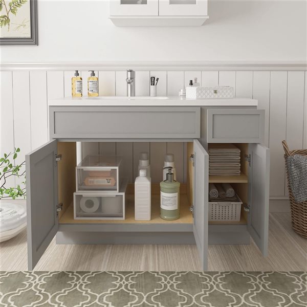 Vanity Art 45-in W x 21-in D x 32.5-in H Single Drawer Bathroom Vanity w/o Top - Grey