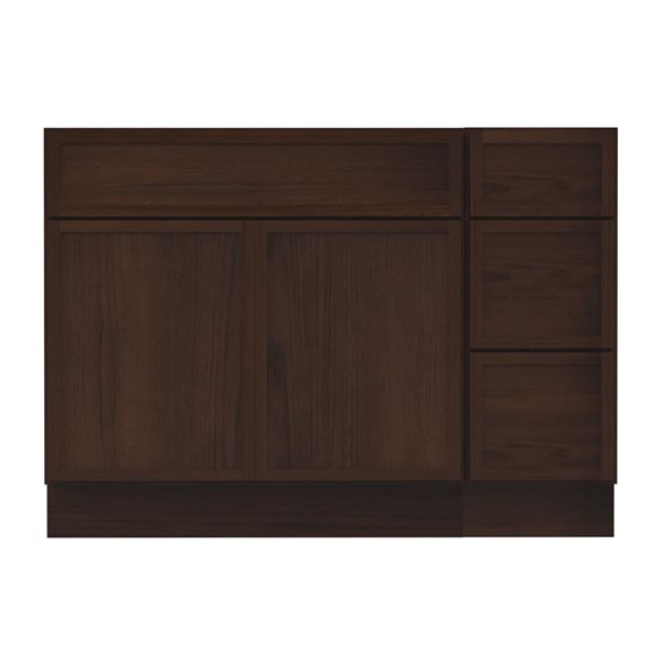 Vanity Art 51-in W x 21-in D x 32.5-in H 3-Drawer Bathroom Vanity w/o Top - Brown