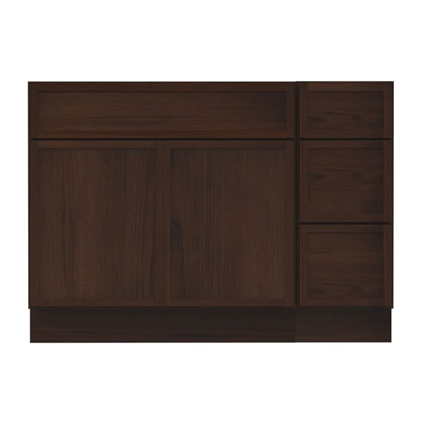 Vanity Art 51-in W x 21-in D x 32.5-in H 3-Drawer Bathroom Vanity w/o Top - Brown