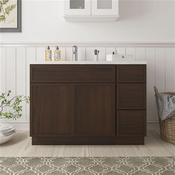 Vanity Art 51-in W x 21-in D x 32.5-in H 3-Drawer Bathroom Vanity w/o Top - Brown