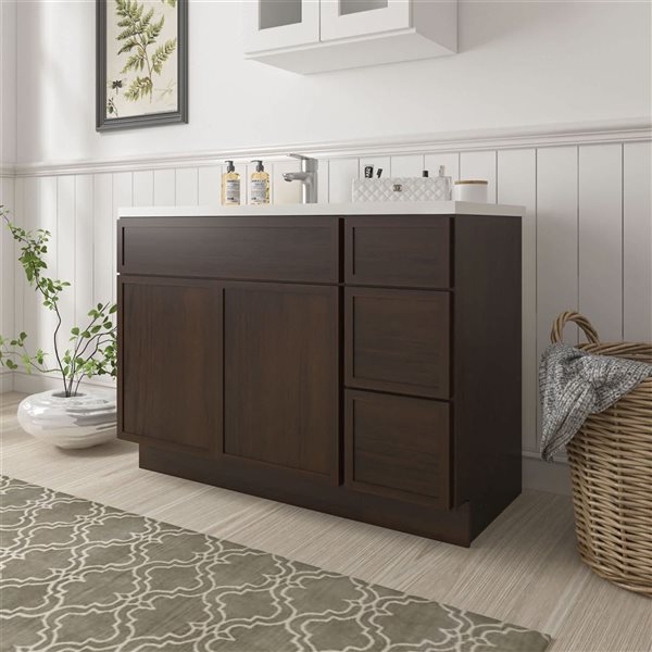 Vanity Art 51-in W x 21-in D x 32.5-in H 3-Drawer Bathroom Vanity w/o Top - Brown