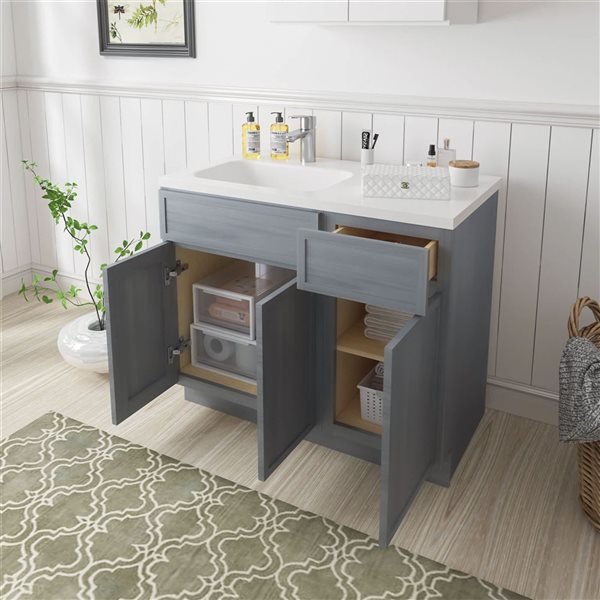 Vanity Art 39-in W x 21-in D x 32.5-in H Single Drawer Bathroom Vanity w/o Top - Smoky Grey