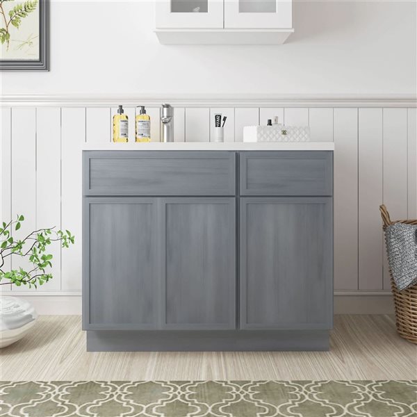 Vanity Art 39-in W x 21-in D x 32.5-in H Single Drawer Bathroom Vanity w/o Top - Smoky Grey