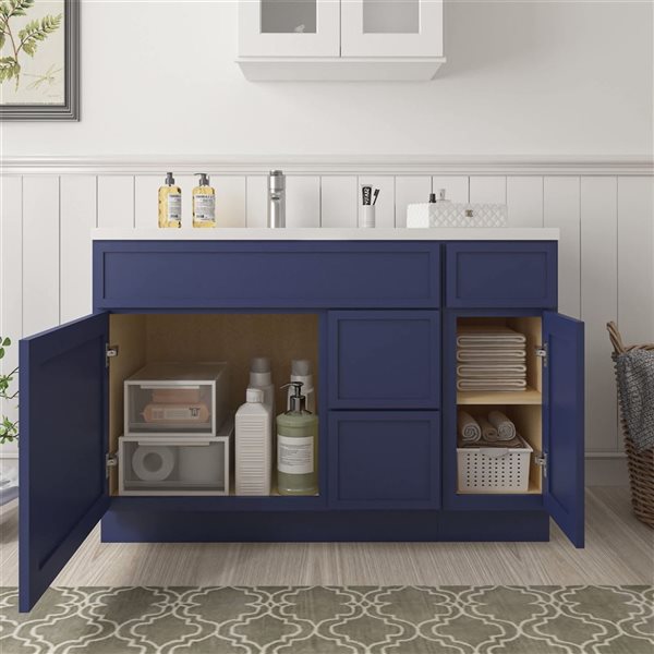 Vanity Art 48-in W x 21-in D x 32.5-in 3-Drawer Bathroom Vanity w/o Top - Blue