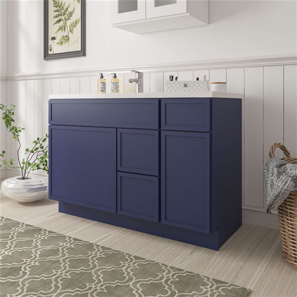 Vanity Art 48-in W x 21-in D x 32.5-in 3-Drawer Bathroom Vanity w/o Top - Blue