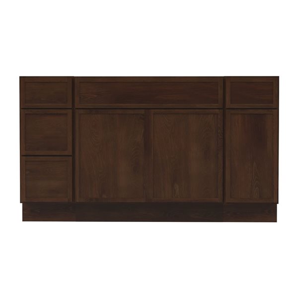 Vanity Art 57-in W x 21-in D x 32.5-in Freestanding 4-Drawer Bath Vanity Birch Cabinet without Top - Brown