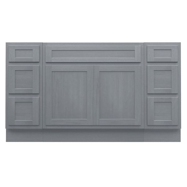 Vanity Art 60-in W x 21-in D x 32.5-in Freestanding 6-Drawer Bath Vanity Oak Cabinet without Top - Silver