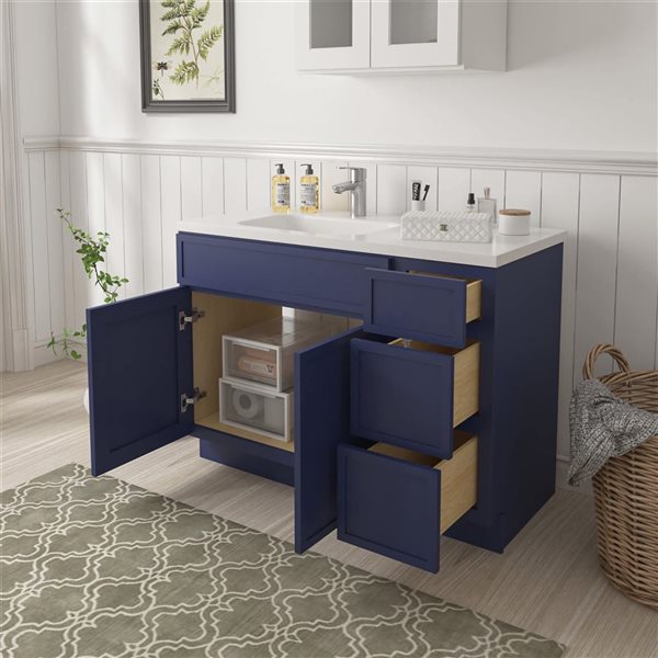 Vanity Art 42-in W x 21-in D x 32.5-in Freestanding Bath Vanity Birch Cabinet without Top - Blue
