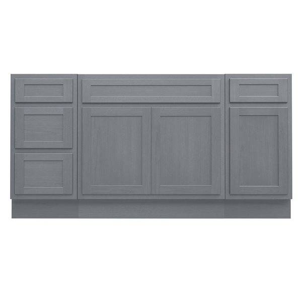 Vanity Art 63-in W x 21-in D x 32.5-in Freestanding 4-Drawer Bath Vanity Oak Cabinet without Top - Silver