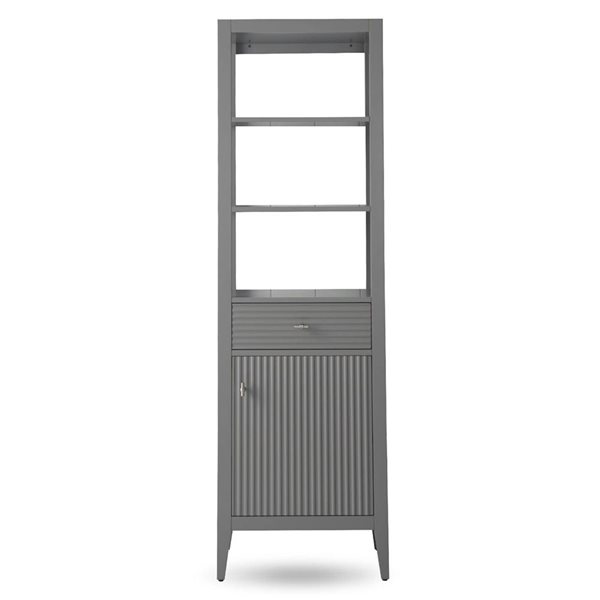 Vanity Art 21-in W x 17-in D x 72-in H Linear Grey Freestanding Linen Cabinet - Brushed Nickel Handle Finish