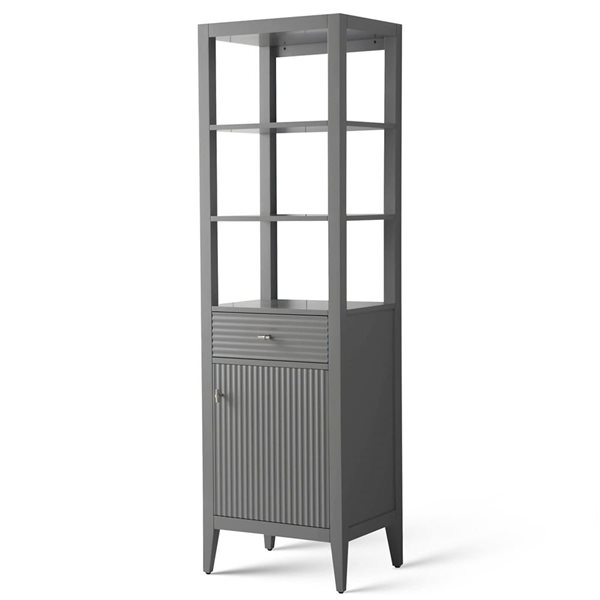 Vanity Art 21-in W x 17-in D x 72-in H Linear Grey Freestanding Linen Cabinet - Brushed Nickel Handle Finish