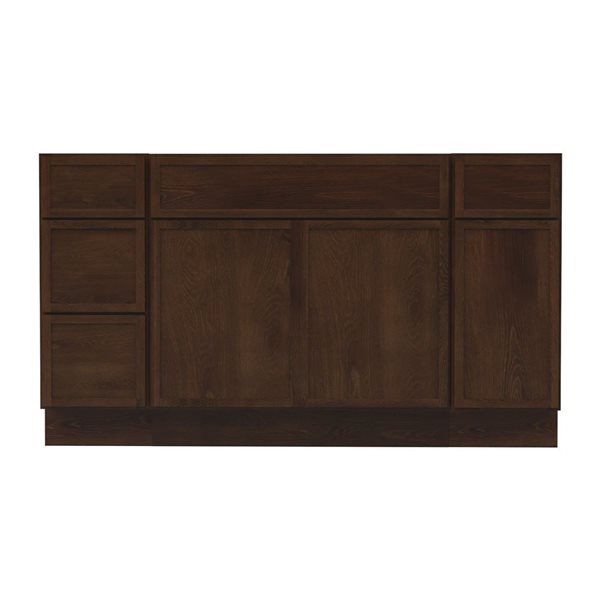 Vanity Art 63-in W x 21-in D x 32.5-in Freestanding 4-Drawer Bath Vanity Base Birch Cabinet without Top - Brown