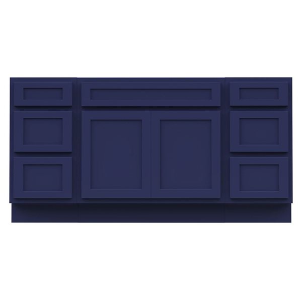 Vanity Art 60-in W x 21-in D x 32.5-in Freestanding Bath Vanity Base Oak Cabinet without Top - Blue