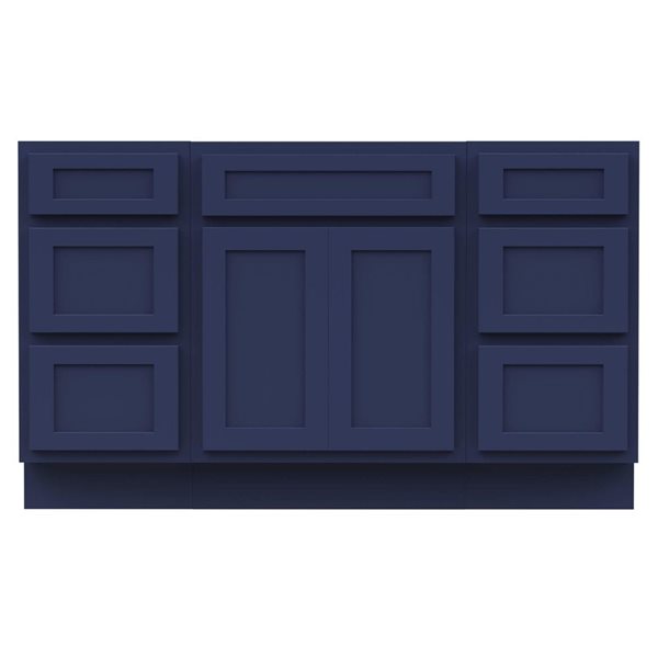 Vanity Art 54-in W x 21-in D x 32.5-in Freestanding Bath Vanity Base Oak Cabinet without Top - Blue